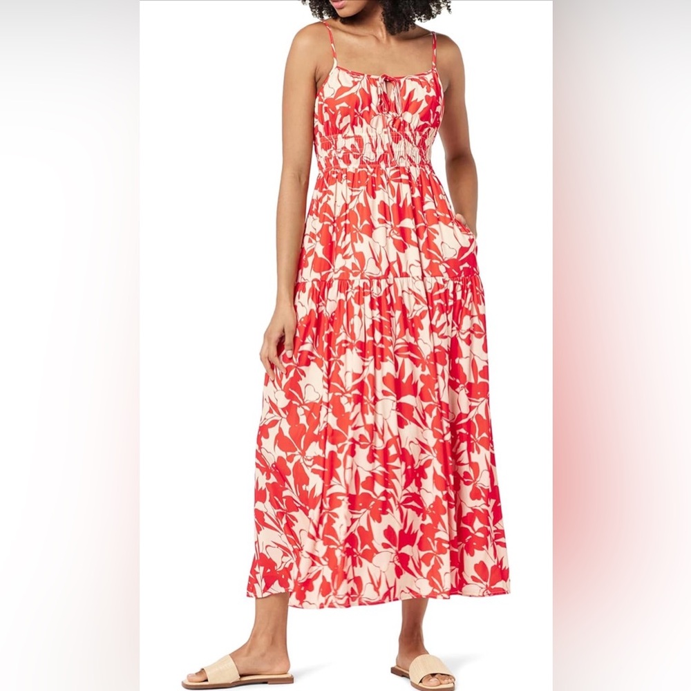 🌸 The Drop Size L Tavia Tie-Front Tiered Maxi Dress 🌸